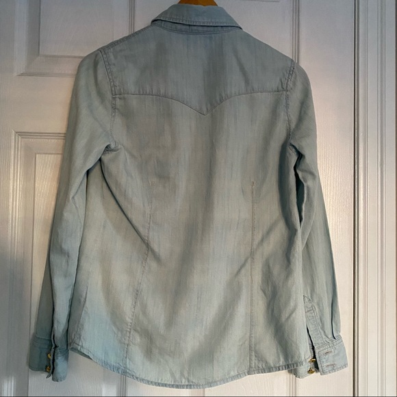 Life in Progress Forever 21 Denim Shirt with Gold Buttons - Picture 4 of 5